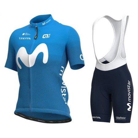 Set Fietsshirt + Korte Koersbroek 2021 Movistar Team Dames N001